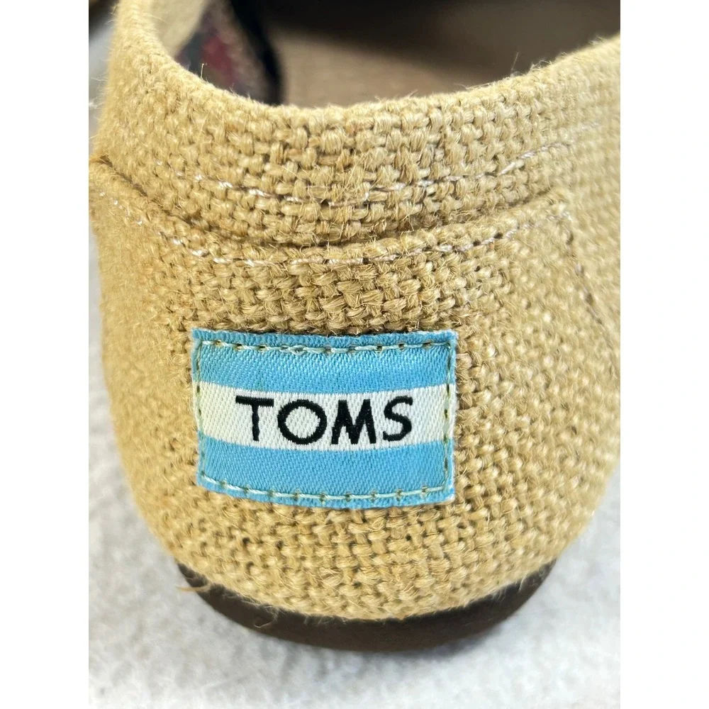 TOMS Alpargata Slip On Women Size 6 Yellow Burlap Classic Casual Comfort Shoes